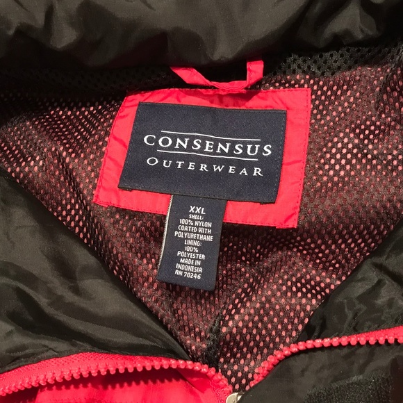 Consensus Mens Rain Jacket, Sz XXL, Red/Black - Picture 4 of 6